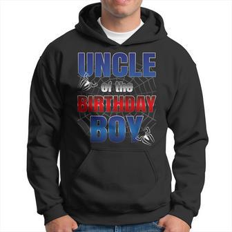 Uncle Birthday Boy Spider Web Birthday Party Decorations Hoodie - Thegiftio UK