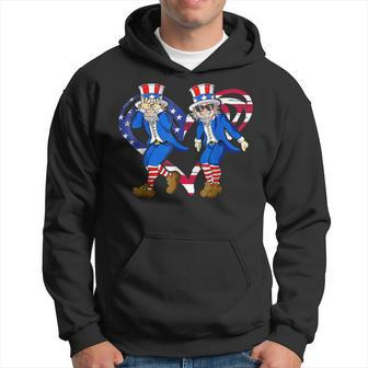 Uncle Sam Griddy Dance 4Th Of July Usa Flag Heart American Hoodie | Mazezy