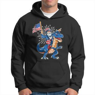 Uncle Sam Riding A Dinosaur 4Th Of July American Flag Hoodie | Mazezy DE