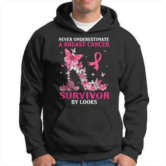 Never Underestimate A Breast Cancer Survivor By Looks Hoodie | Mazezy