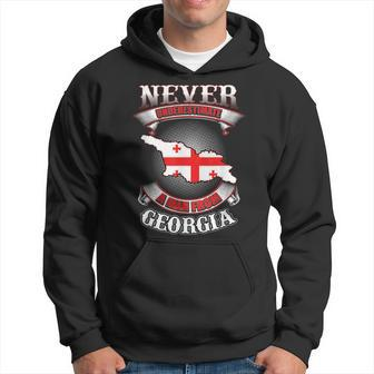 Never Underestimate Georgia Georgia Country Map Hoodie | Mazezy