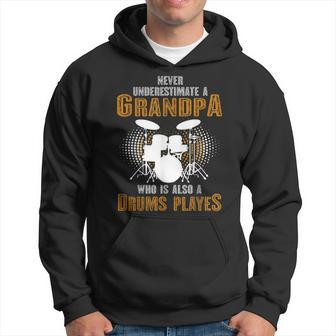 Never Underestimate Grandpa Who Is Also A Drums Player Hoodie | Mazezy