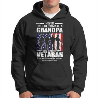 Never Underestimate Grandpa Who Is Also Veteran Grandpa Hoodie | Mazezy