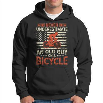 Never Underestimate An Old Guy On A Bicycle American Flag Hoodie - Seseable