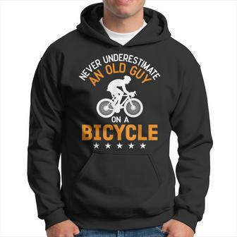 Never Underestimate An Old Guy On A Bicycle Cycling Mens Hoodie - Seseable