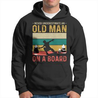 Never Underestimate An Old Man On A Board Retro Hoodie - Seseable