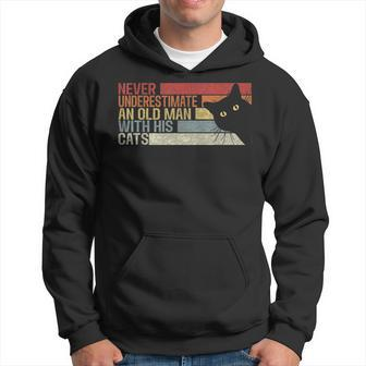 Never Underestimate An Old Man With His Cats Cats Lovers Hoodie - Seseable