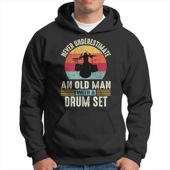 Never Underestimate An Old Man Drumming Drums Drummer Hoodie - Thegiftio UK