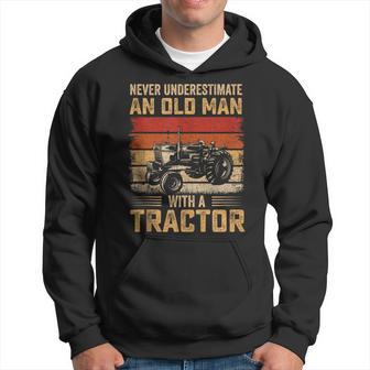 Never Underestimate An Old Man Farming Tractor Men's Farmer Hoodie - Thegiftio UK