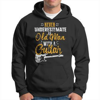 Never Underestimate An Old Man With Guitar Rock Music Hoodie - Thegiftio UK