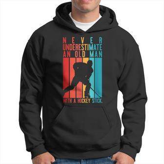 Never Underestimate An Old Man With A Hockey Stick Meme Hoodie - Thegiftio UK