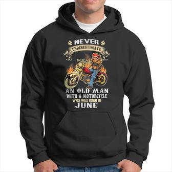 Never Underestimate An Old Man With A Motorcycle June Hoodie - Thegiftio UK