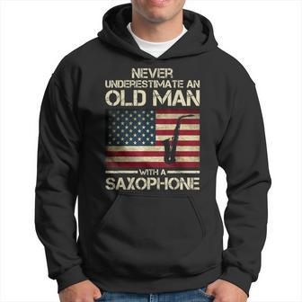 Never Underestimate An Old Man With A Saxophone Grandpa Hoodie | Mazezy