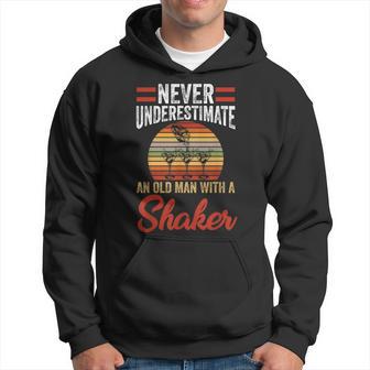 Never Underestimate An Old Man With A Shaker Bartender Drink Hoodie - Thegiftio UK