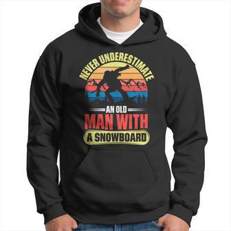 Never Underestimate An Old Man With A Snowboard Skiing Hoodie - Thegiftio UK