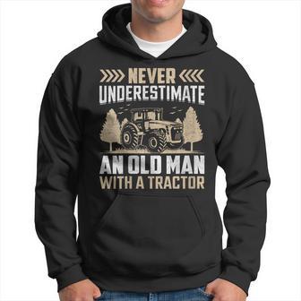 Never Underestimate An Old Man With A Tractor Men's Farmer Hoodie - Thegiftio UK