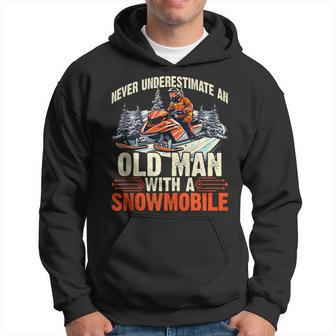 Never Underestimate An Oldman Snowmobile Winter Sports Hoodie - Thegiftio UK
