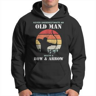 Never Underestimate Un Old Man With Bow And Arrow Archers Hoodie - Thegiftio UK