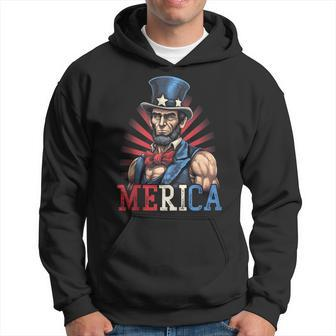 Usa 4Th Of July Abraham Lincoln Funny Workout Muscles Hoodie | Mazezy UK