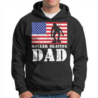 Usa American Distressed Flag Roller Skating Dad Men For Him Funny Gifts For Dad Hoodie | Mazezy