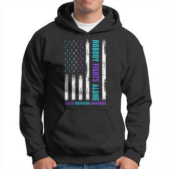 Usa Flag Nobody Fights Alone Suicide Prevention Awareness Hoodie - Seseable