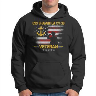 Uss Shangri-La Cv-38 Aircraft Carrier Veteran Flag Vintage Hoodie - Thegiftio UK
