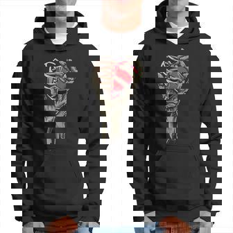 Valentines Day Skull Skeleton Hand Holding Red Heart Love Hoodie - Seseable