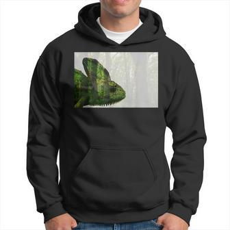 Veiled Chameleon Calm Forest Double Exposure Hoodie | Mazezy
