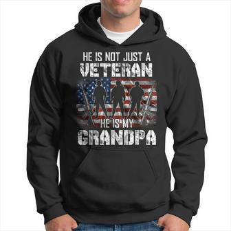 Veteran He Is My Grandpa American Flag Veterans Day Gift Hoodie | Mazezy