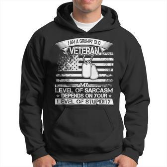 Veteran Veterans Day I Am A Grumpy Old Veteran My Level Of Sarcasm Depends 240 Navy Soldier Army Military - Mens Premium Tshirt Hoodie - Monsterry UK