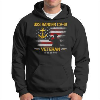 Veteran Vets Uss Ranger Cv61 Aircraft Carrier Veteran Flag Veterans Day Veterans Hoodie - Monsterry