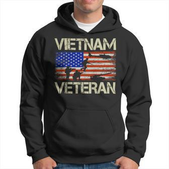 Veteran Vets Vietnam Veteran American Flag Retro Vintage Fathers Day 104 Veterans Hoodie - Monsterry UK