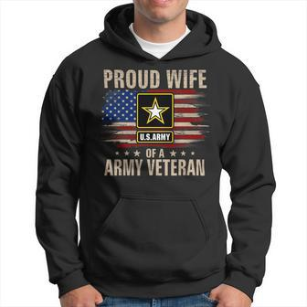 Veteran Vets Vintage Proud Wife Of A Army Veteran With American Flag Veterans Hoodie - Monsterry