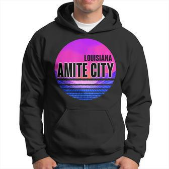 Vintage Amite City Vaporwave Louisiana Hoodie | Mazezy