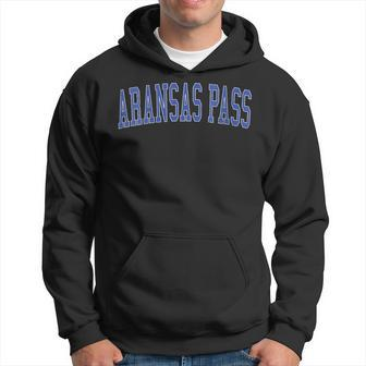Vintage Aransas Pass Tx Distressed Blue Varsity Style Hoodie | Mazezy CA