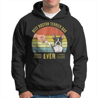 Vintage Best Boston Terrier Dad Ever Fist Bump Fathers Day Hoodie | Mazezy