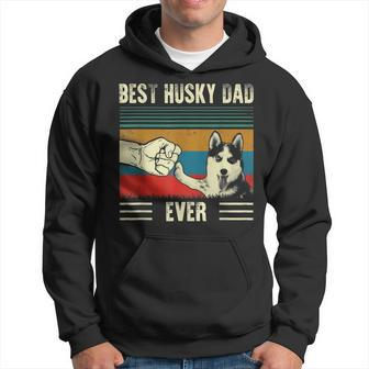 Vintage Best Dog Dad Ever Siberian Husky Fathers Day Hoodie - Seseable