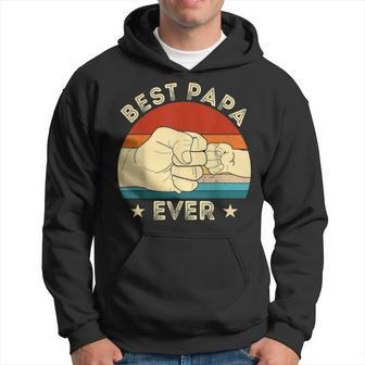 Vintage Best Papa Ever Fist Bump Funny Grandpa Fathers Day Hoodie | Mazezy
