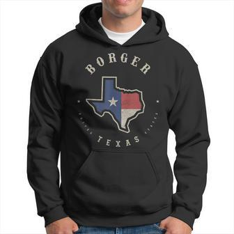 Vintage Borger Texas State Flag Map Souvenir Hoodie | Mazezy