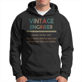 Vintage Engineer Noun Definition Knows More Than He Says Hoodie - Thegiftio UK