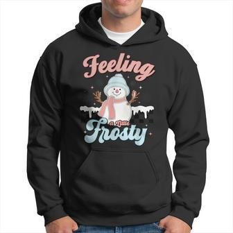 Vintage Feeling A Little Frosty Checkered Snowman Christmas Hoodie | Mazezy