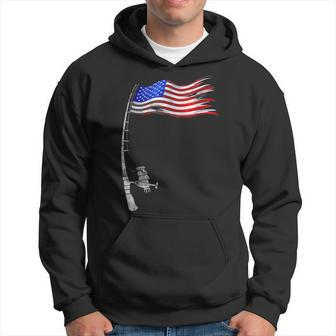 Vintage Fishing Rod American Flag Funny Fishing Gift Hoodie | Mazezy