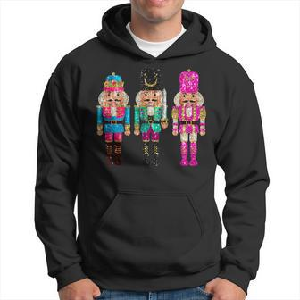 Vintage Sequin Cheerful Sparkly Nutcrackers Christmas Hoodie | Mazezy