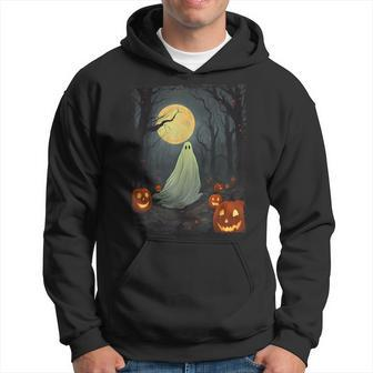 Vintage Ghost In Gothic Forest Full Moon Halloween Hoodie - Monsterry CA