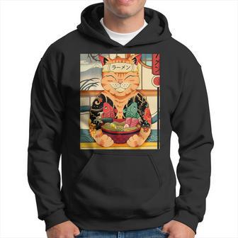 Vintage Kawaii Cat Anime Lovers Japanese Ramen Lovers Hoodie - Thegiftio UK