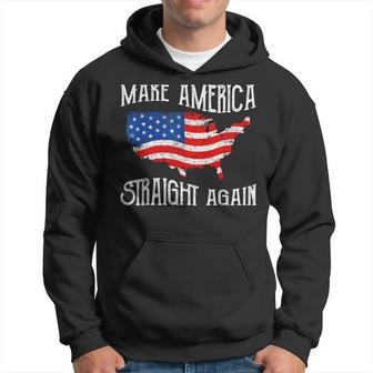 Vintage Make America Straight Again Groovy American Us Flag Hoodie | Mazezy