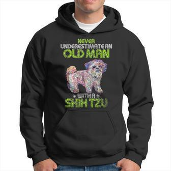 Vintage Never Underestimate An Old Man With A Shih Tzu Funny Gift For Mens Hoodie - Seseable