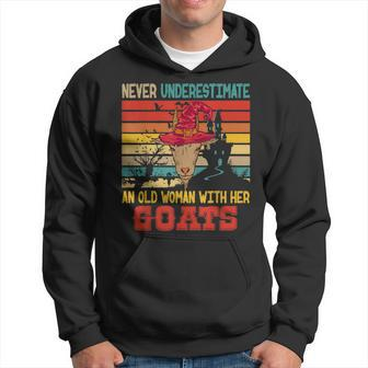 Vintage Never Underestimate An Old Woman With Her Goats Hoodie - Seseable