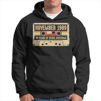 Vintage November 1989 30Th Birthday Retro Cassette Tape Hoodie - Thegiftio UK