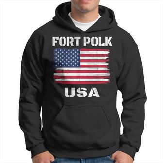 Vintage Patriotic Usa Flag Us Army Fort Polk Hoodie | Mazezy DE